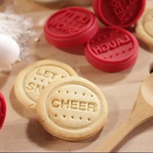 ED Ellen DeGeneres QVC Silicone Cover & Wooden 7PC Cookie Press Baking SET NEW - Picture 2 of 4